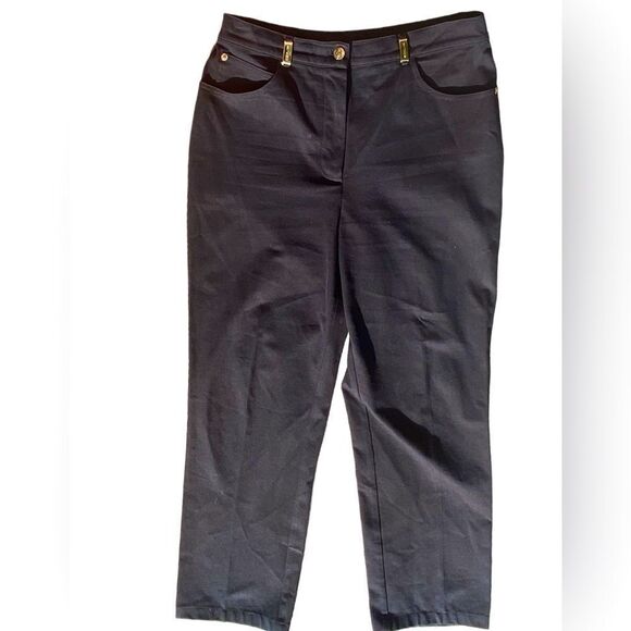 ST. JOHN Sport Wm’s Sz 10 Black Black Career Work High Rise Trouser Pants - Picture 1 of 4
